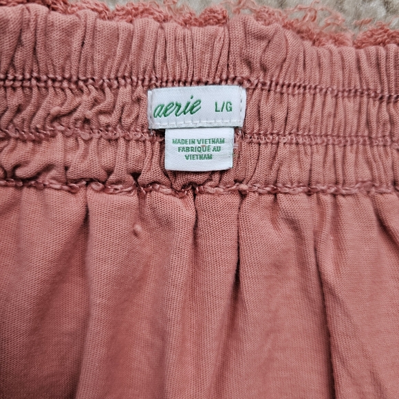 Aerie weekend ruffle tiered mini skirt raw hem smocked coquette medium large - Picture 5 of 5